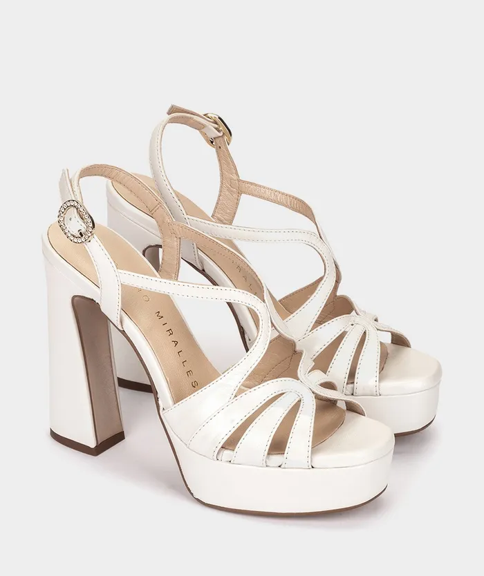 Women Malawi White 8211 Heeled Sandals Pedro Miralles
