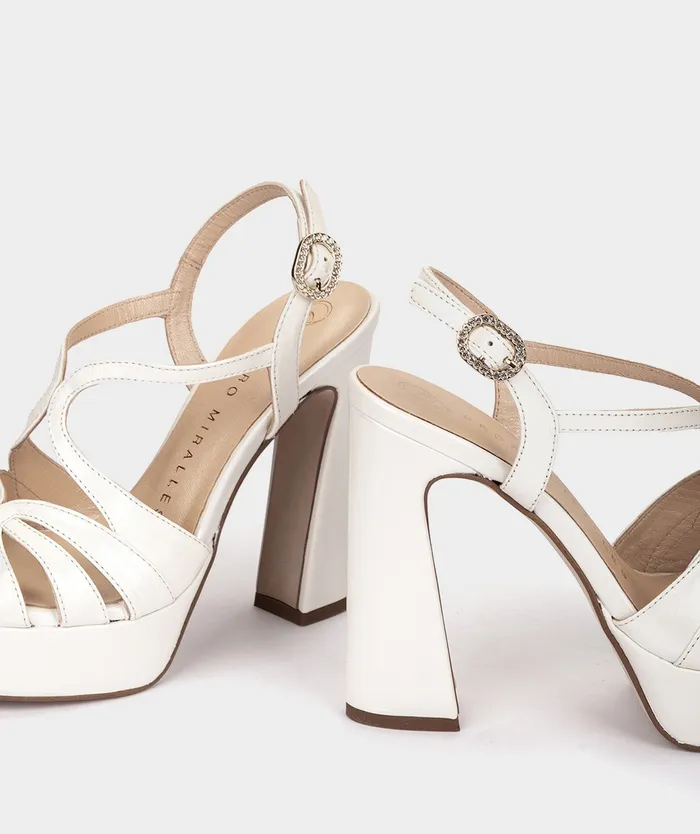 Women Malawi White 8211 Heeled Sandals Pedro Miralles