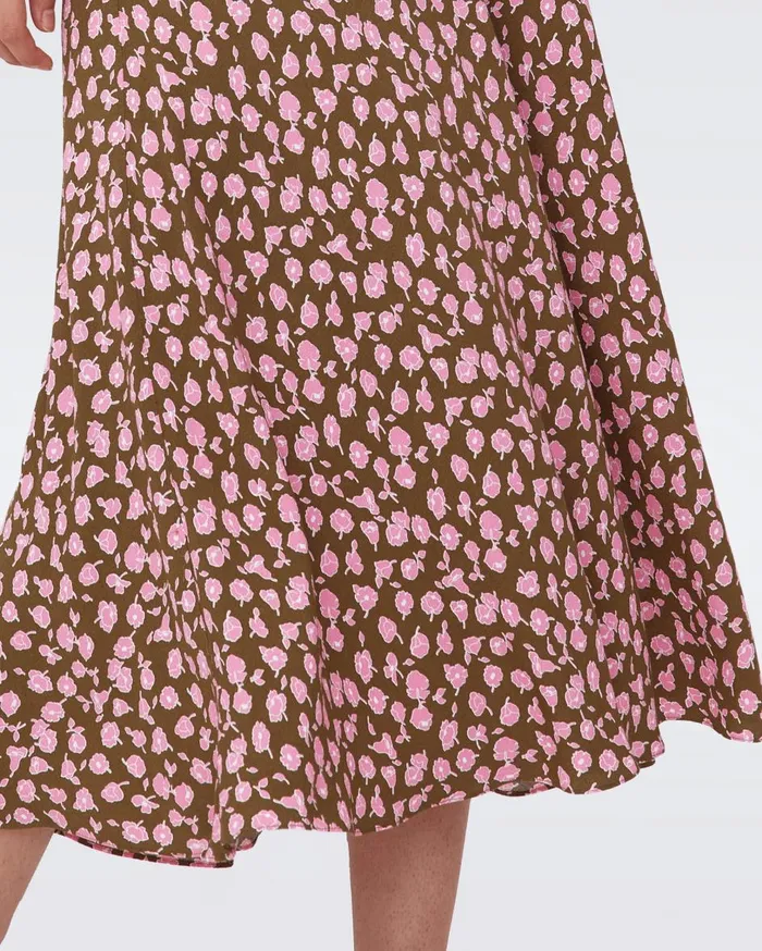 Women Margeaux Dress Huge And Tiny Rose Showers Khaki DVF Dresses