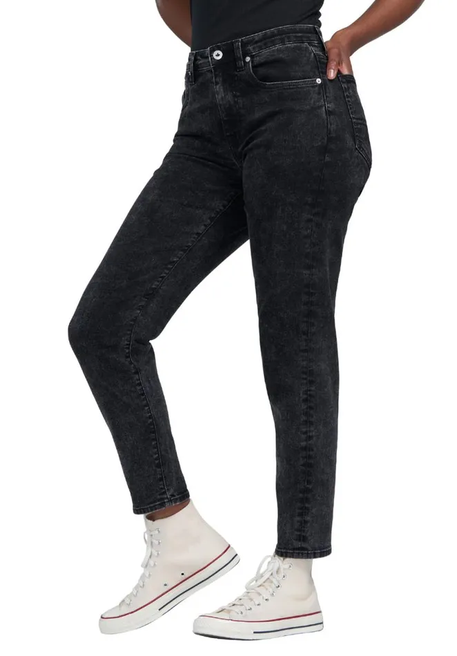 Women Margot Acid Wash Mom Jeans Black Buffalo David Bitton Mom Jeans Margot
