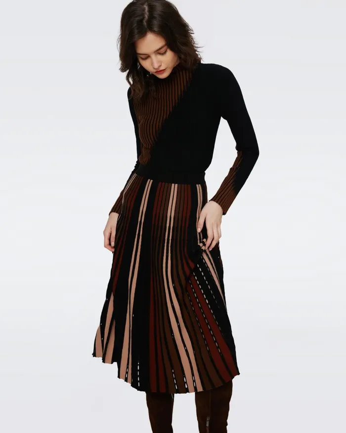 Women Marisol Knit Top Brown And Black DVF Tops