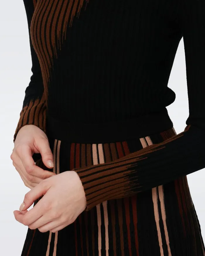 Women Marisol Knit Top Brown And Black DVF Tops