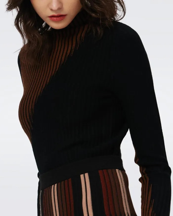 Women Marisol Knit Top Brown And Black DVF Tops