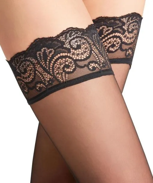 Women Matt Deluxe 20 DEN Women Stay Ups Black FALKE Thigh Highs