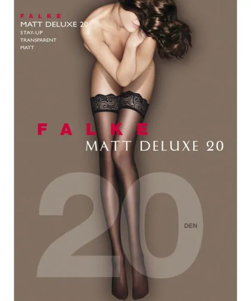 Women Matt Deluxe 20 DEN Women Stay Ups Black FALKE Thigh Highs