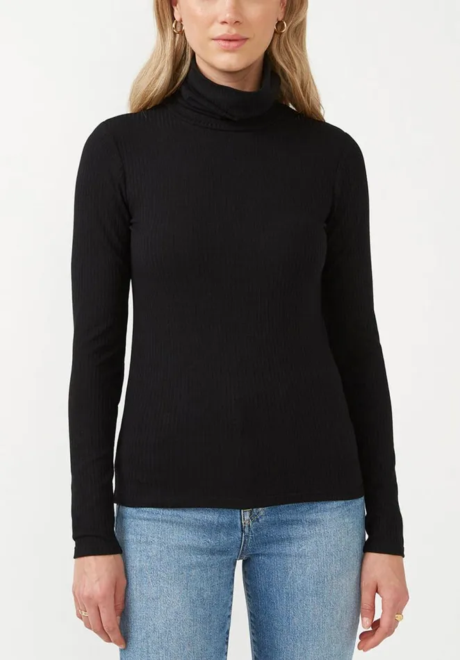 Women Mavra Black Women039s Ribbed Turtleneck Black Buffalo David Bitton Tops and Tees Women Mavra Black Women039s Ribbed Turtleneck Black Buffalo David Bitton Tops and Tees