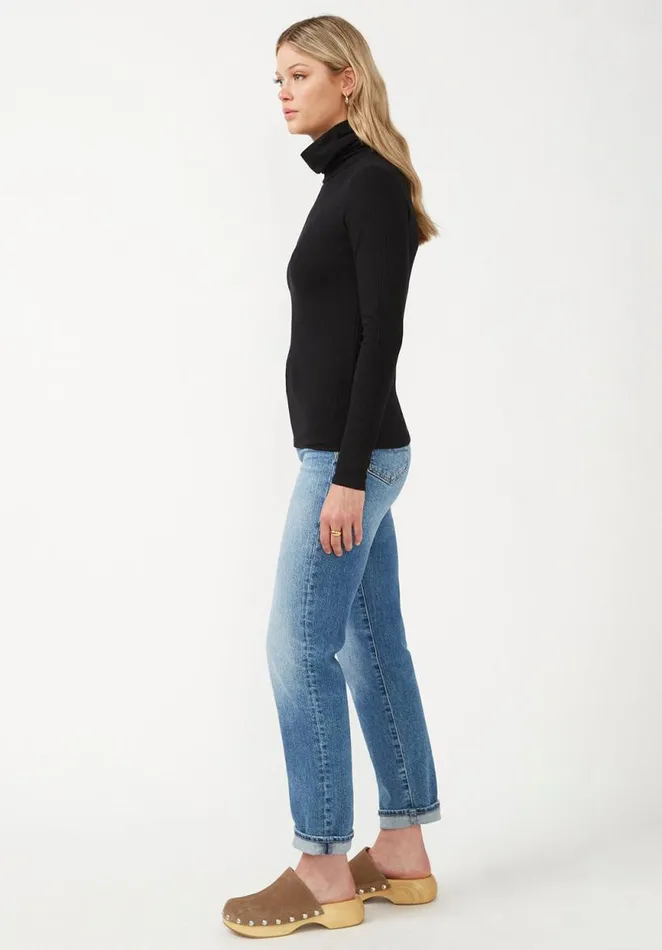 Women Mavra Black Women039s Ribbed Turtleneck Black Buffalo David Bitton Tops and Tees