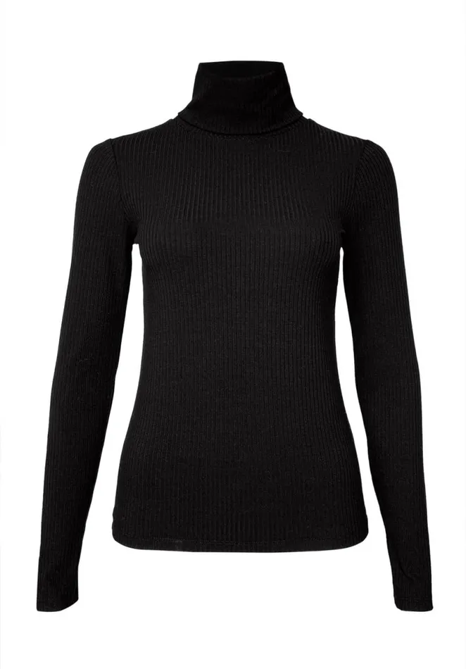 Women Mavra Black Women039s Ribbed Turtleneck Black Buffalo David Bitton Tops and Tees