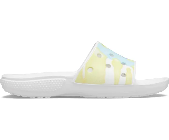 WomenMen Classic Crocs TieDye Graphic Slide White Multi Crocs Sandals