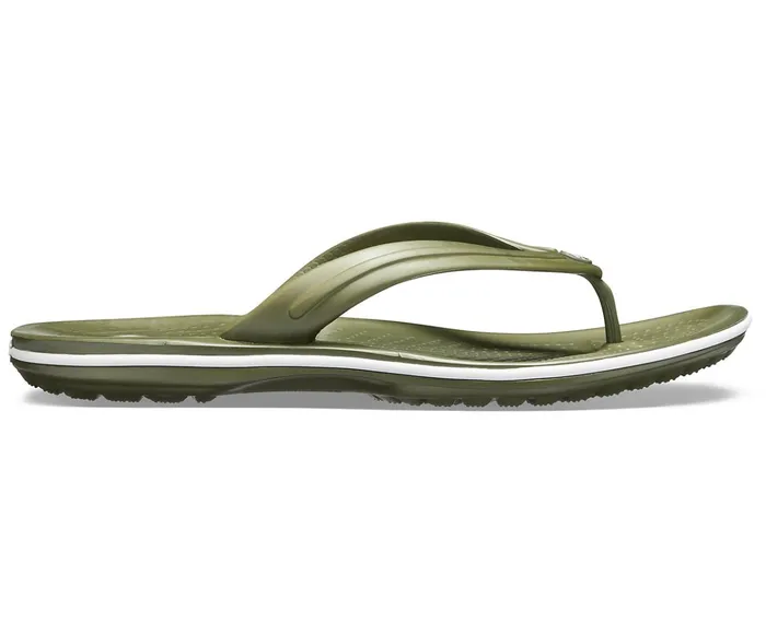 WomenMen Crocband Flip Army Green White Crocs Sandals