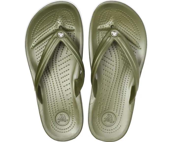 WomenMen Crocband Flip Army Green White Crocs Sandals