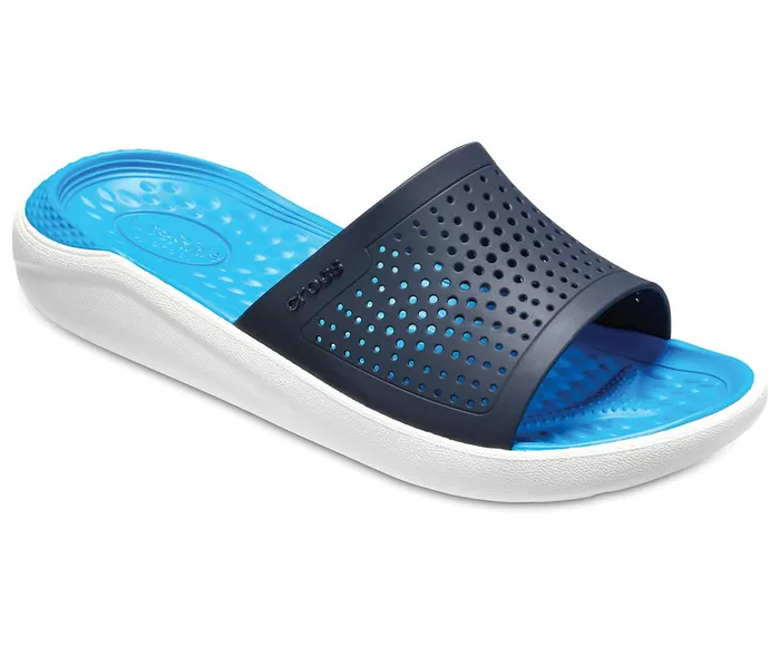 WomenMen LiteRide Slide Navy White Crocs Sandals