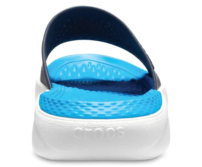 WomenMen LiteRide Slide Navy White Crocs Sandals