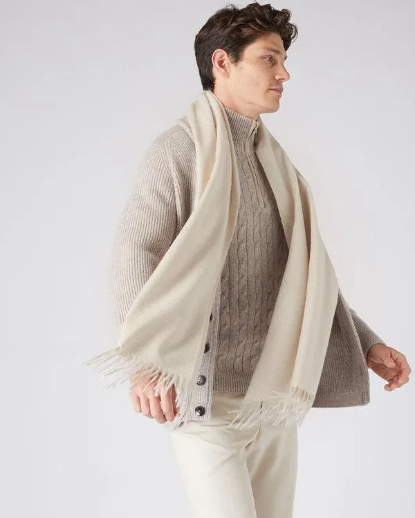 WomenMen Unisex Large Woven Cashmere ScarfIn Ecru White Ecru White NPeal Cashmere Scarves
