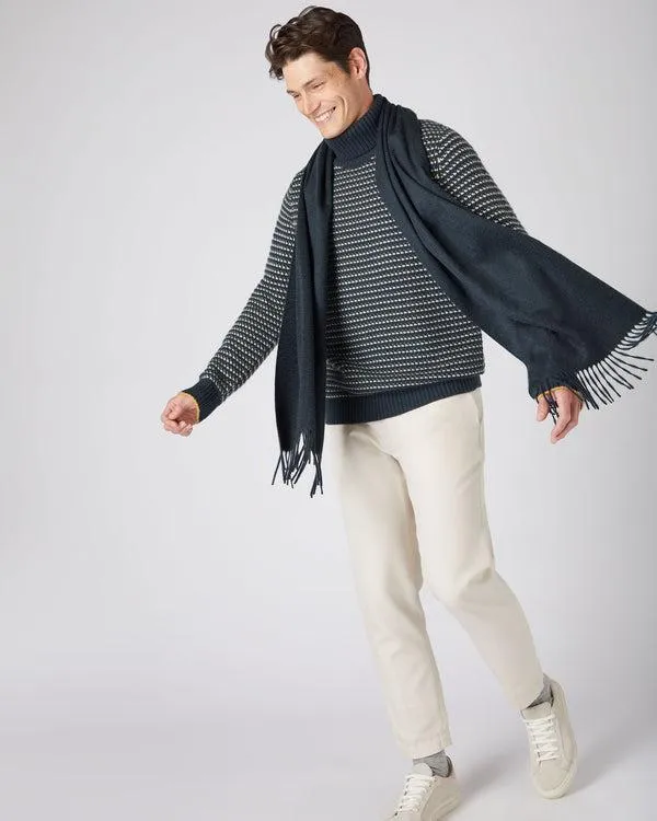 WomenMen Unisex Large Woven Cashmere ScarfIn Grigio Blue Grigio Blue NPeal Cashmere Scarves