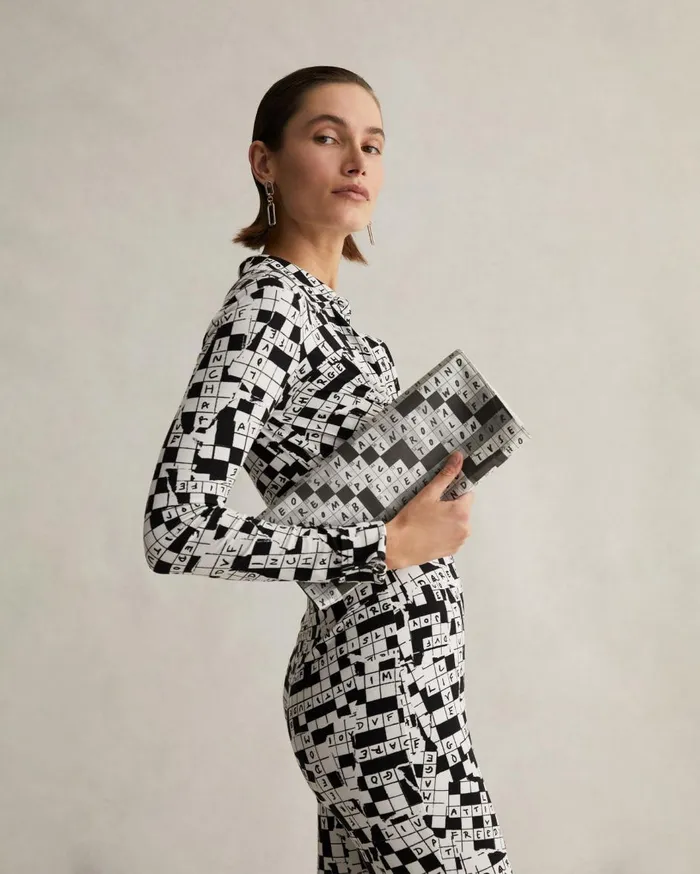 Women Michelle Jumpsuit Tiny Dvf 50th Crossword Ivory DVF Jumpsuits and Rompers