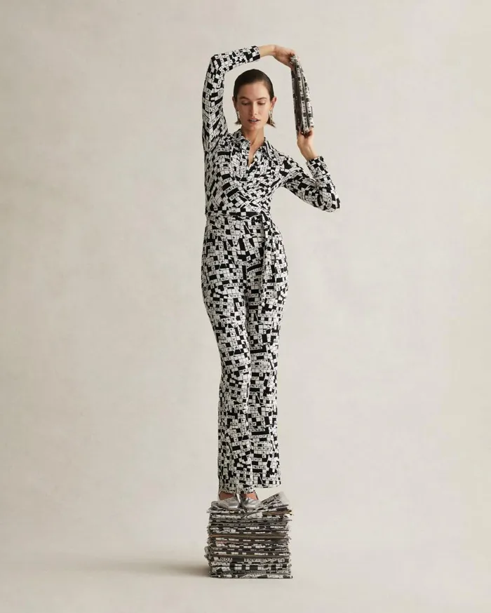 Women Michelle Jumpsuit Tiny Dvf 50th Crossword Ivory DVF Jumpsuits and Rompers
