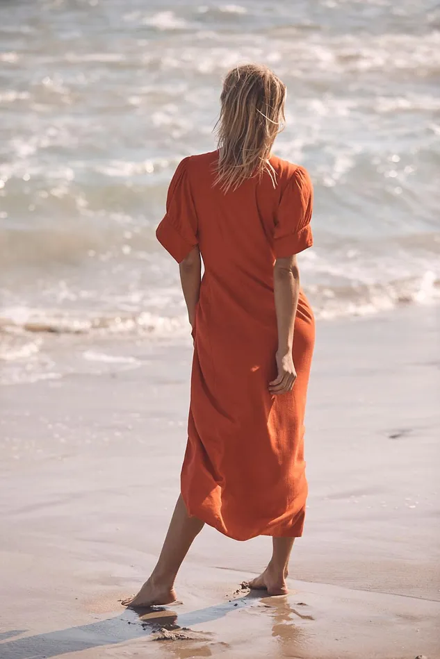 Women Midi Dresses Free People Vintage Summer Midi Dress Paris Red