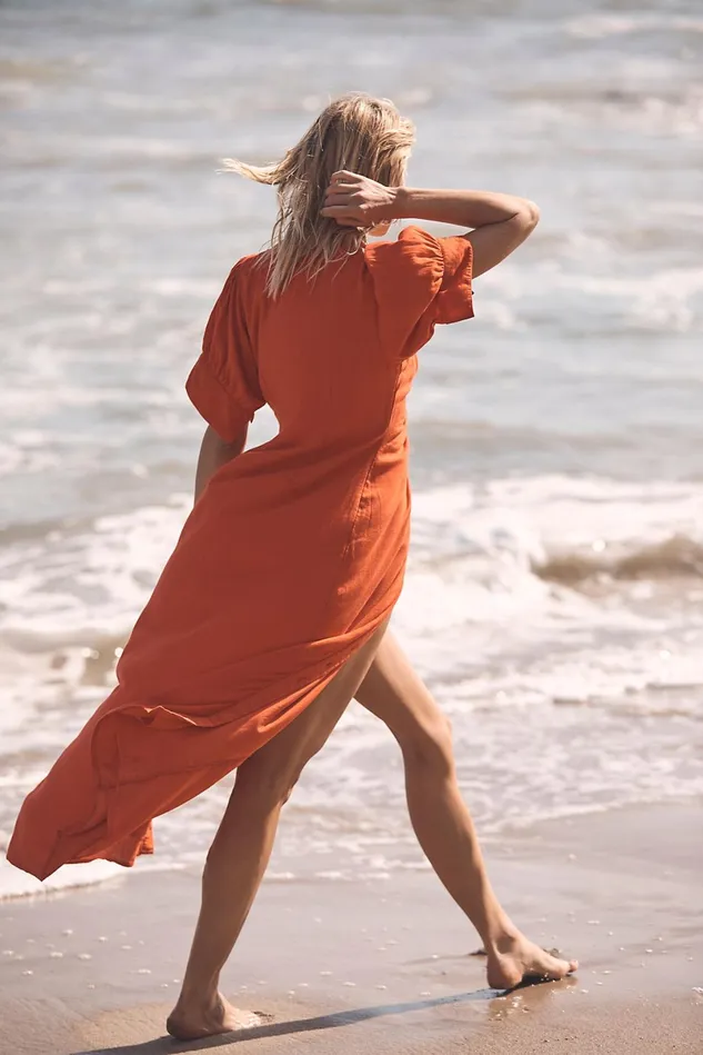 Women Midi Dresses Free People Vintage Summer Midi Dress Paris Red