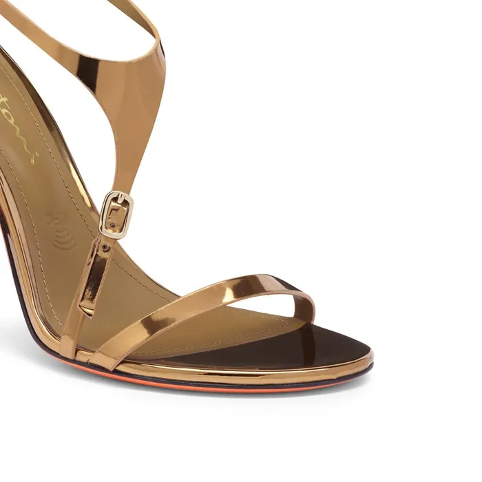 Women Mirrored Gold HighHeel Sandal Santoni Sandals