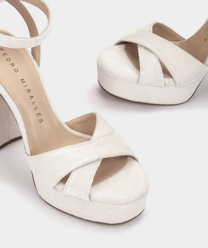 Women Montpellier White 8211 Heeled Sandals Pedro Miralles