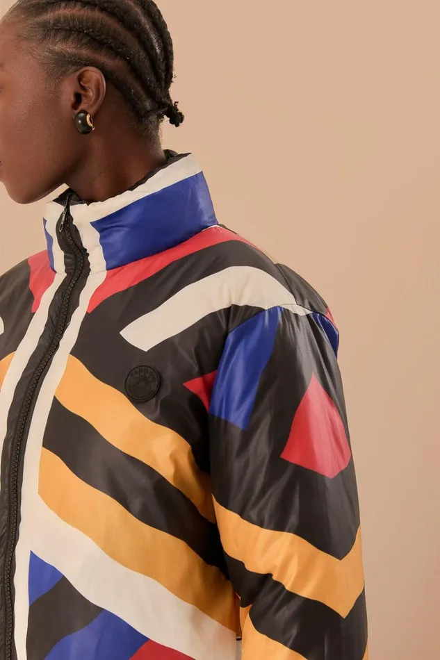 Women Multicolor Amanda Stripes Toucan Reversible Puffer Jacket Amanda Stripes Multicolor FARM Rio Puffer Jackets