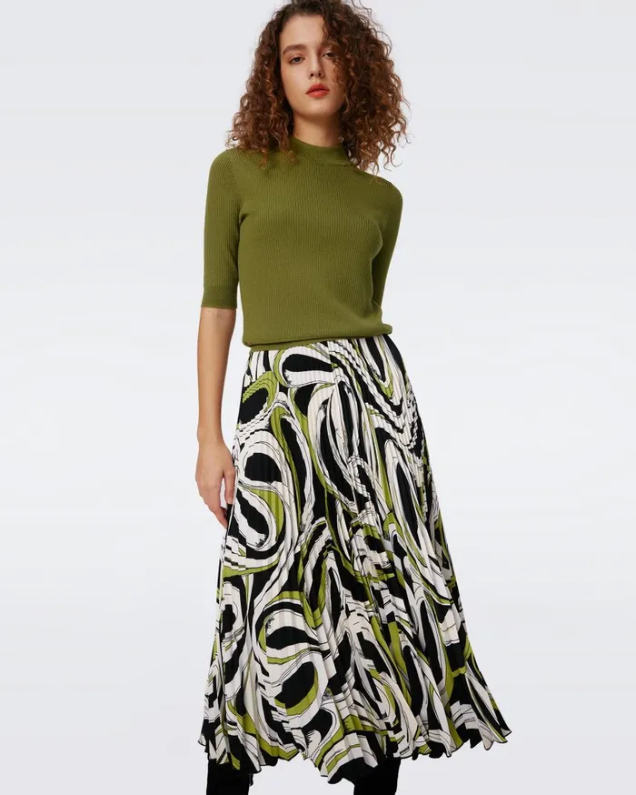 Women Mykola Skirt Huge Cassette Tape Shadow Green DVF Skirts