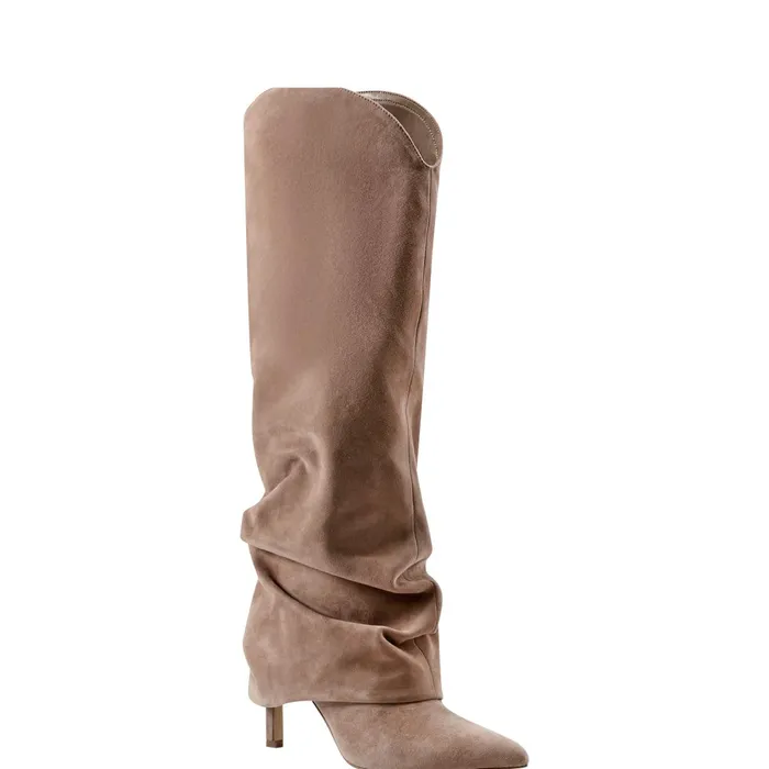 Women Nairine Foldover Dress Boot Natural Suede Marc Fisher Boots and Booties