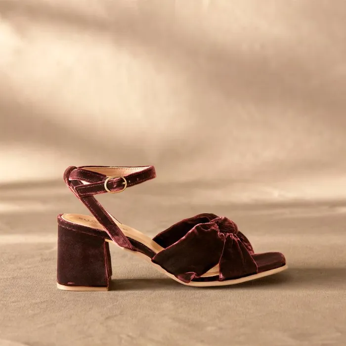 Women Natasha Velvet Heels Wine Sundance Catalog Sandals