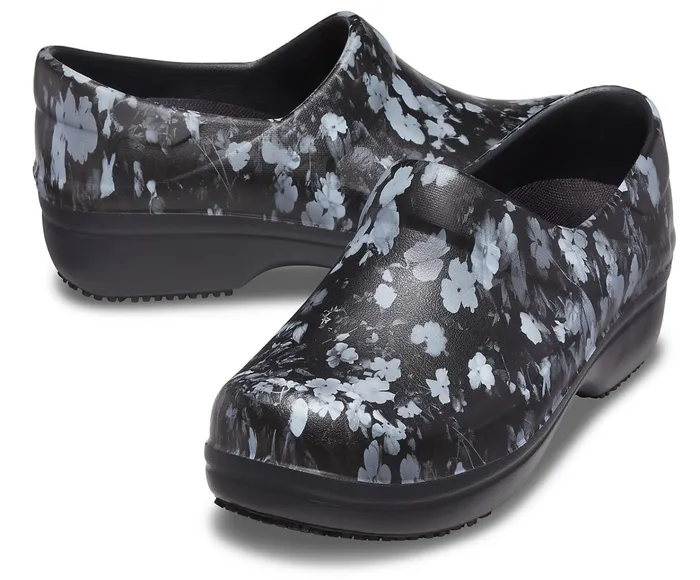 Women Neria Pro II Graphic Clog White Black Floral Crocs Clogs