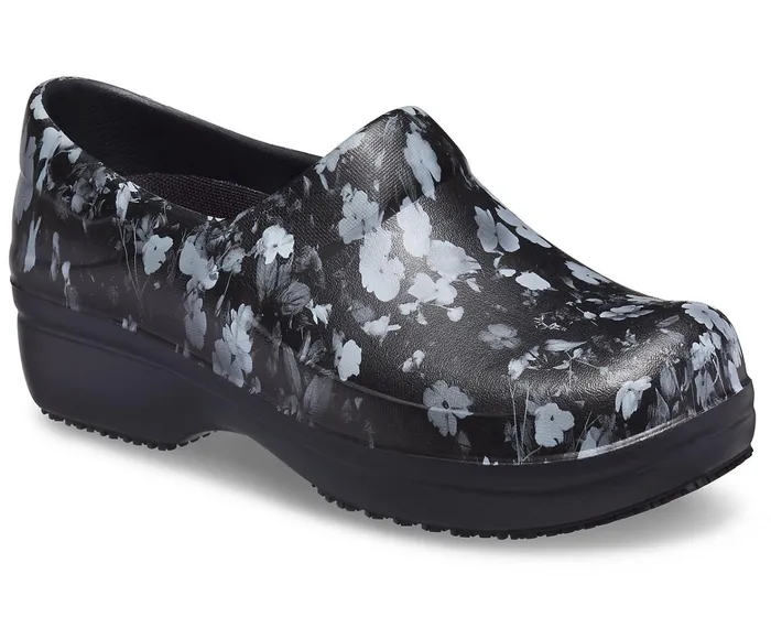 Women Neria Pro II Graphic Clog White Black Floral Crocs Clogs
