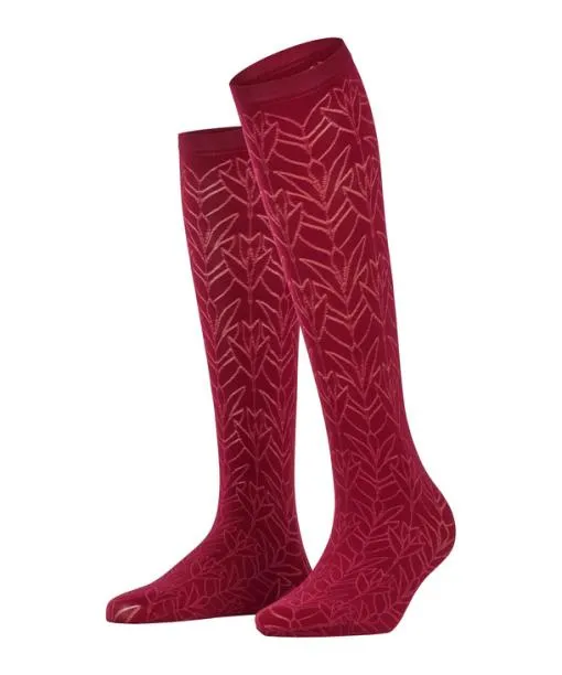 Women Nile Jewel 40 DEN Women Kneehigh Socks Red Plum FALKE Fullyfashioned Stockings