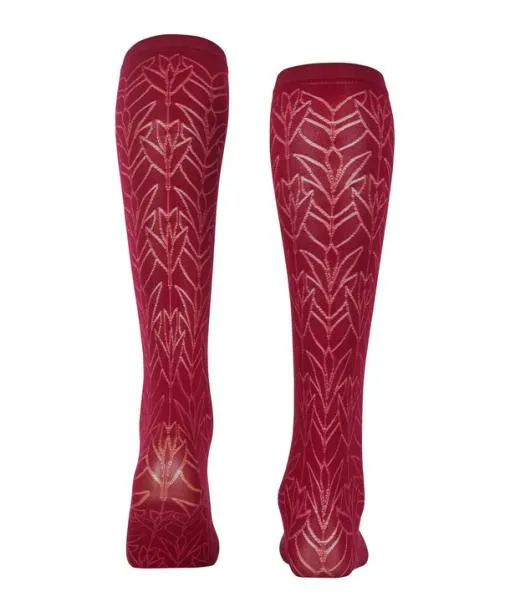 Women Nile Jewel 40 DEN Women Kneehigh Socks Red Plum FALKE Fullyfashioned Stockings