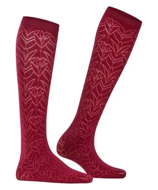 Women Nile Jewel 40 DEN Women Kneehigh Socks Red Plum FALKE Fullyfashioned Stockings