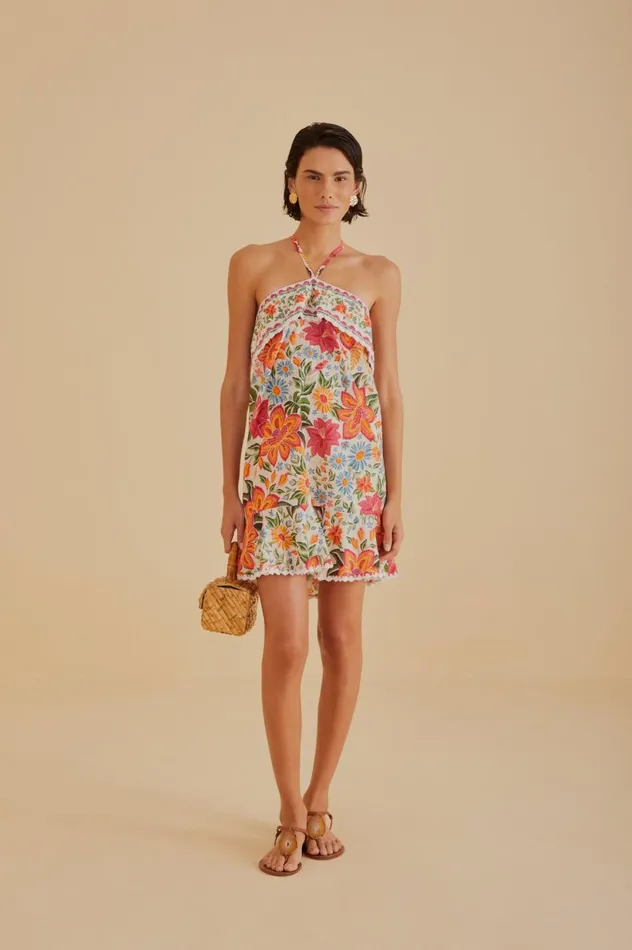 Women OffWhite Bloom Garden Mini Dress Bloom Garden Offwhite FARM Rio Mini Dresses
