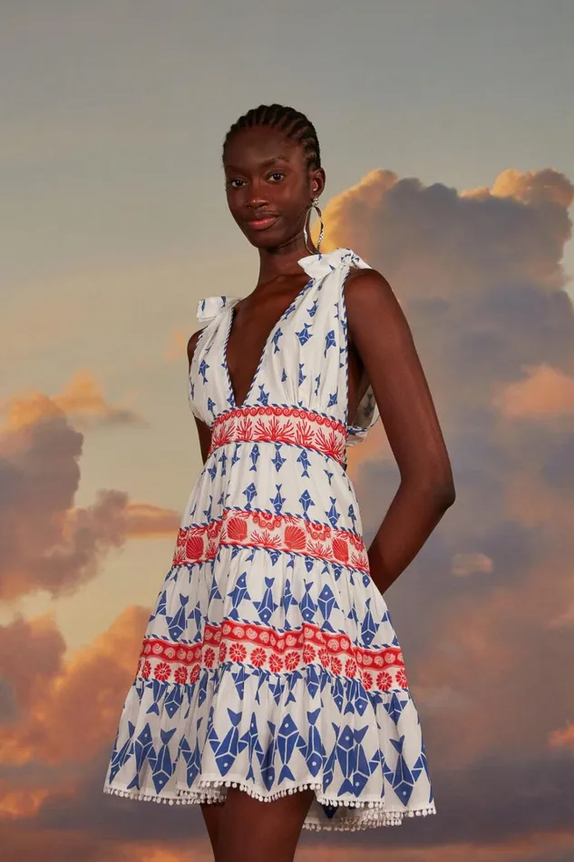 Women OffWhite Graphic Fishes Mini Dress Graphic Fishes Offwhite FARM Rio Mini Dresses