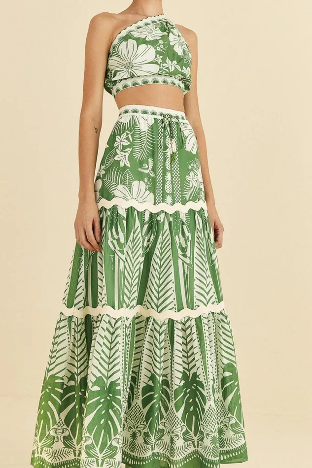 Women OffWhite Macaw Elegance Maxi Skirt Macaw Elegance Offwhite FARM Rio Skirts