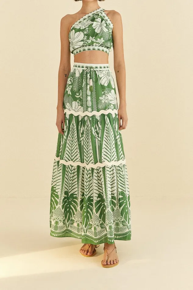 Women OffWhite Macaw Elegance Maxi Skirt Macaw Elegance Offwhite FARM Rio Skirts