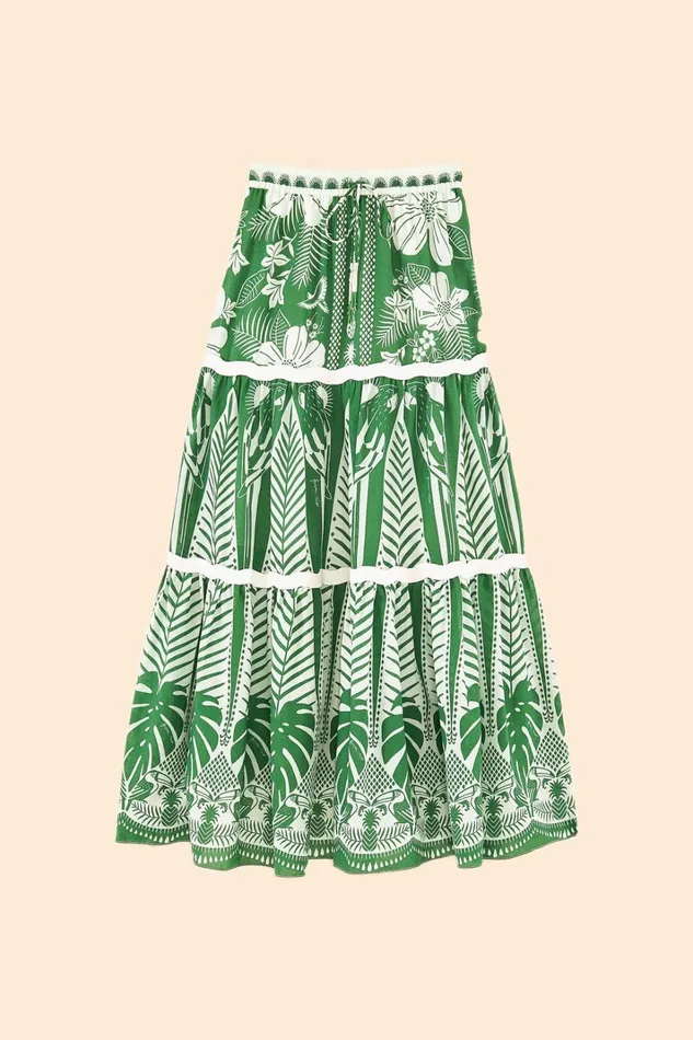Women OffWhite Macaw Elegance Maxi Skirt Macaw Elegance Offwhite FARM Rio Skirts