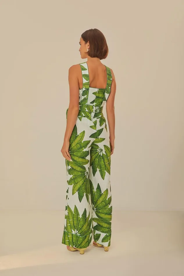 Women OffWhite Palm Fan Jumpsuit Palm Fan Offwhite FARM Rio Jumpsuits