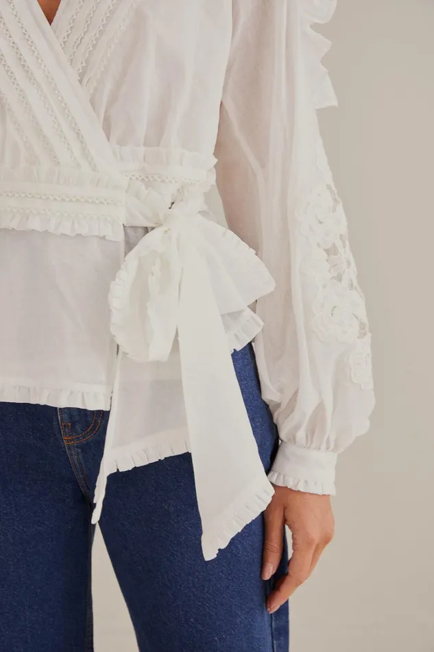 Women OffWhite V Neck Blouse Offwhite FARM Rio Blouses