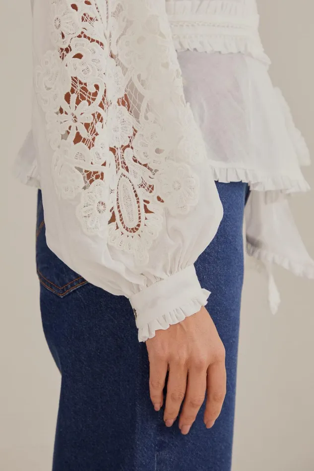 Women OffWhite V Neck Blouse Offwhite FARM Rio Blouses