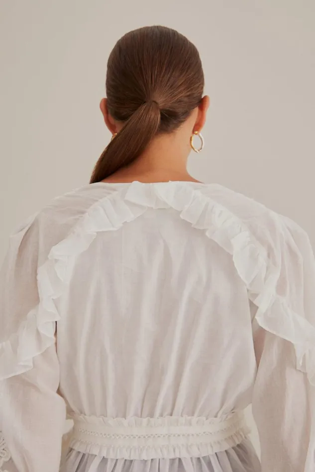 Women OffWhite V Neck Blouse Offwhite FARM Rio Blouses