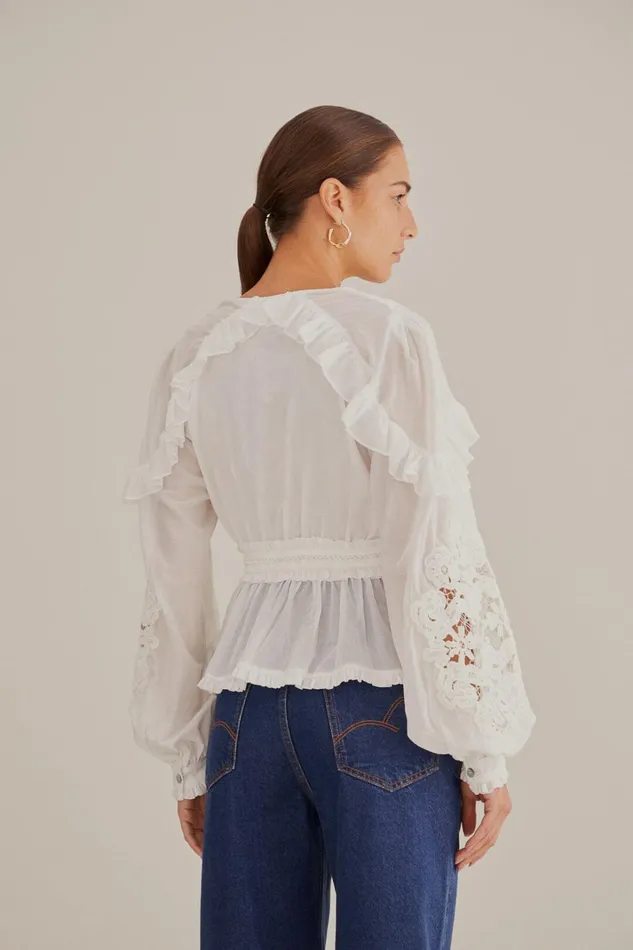Women OffWhite V Neck Blouse Offwhite FARM Rio Blouses