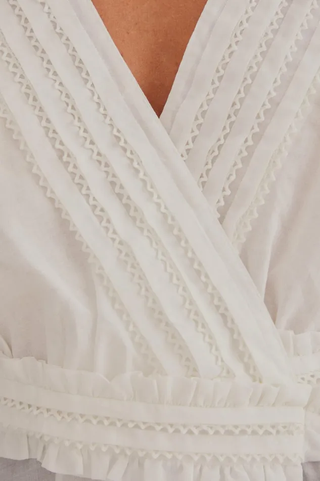 Women OffWhite V Neck Blouse Offwhite FARM Rio Blouses