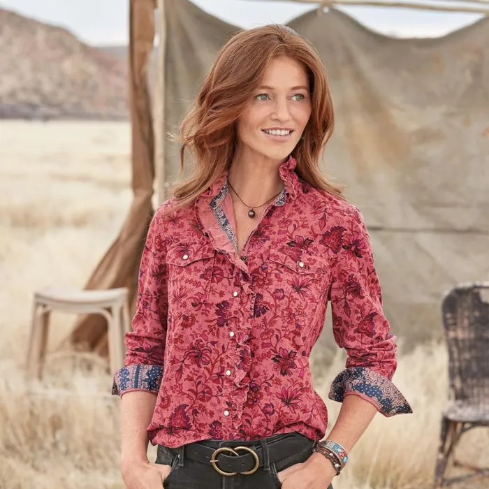 Women Ombeline Printed Shirt Petite Rose Sundance Catalog Petite Styles