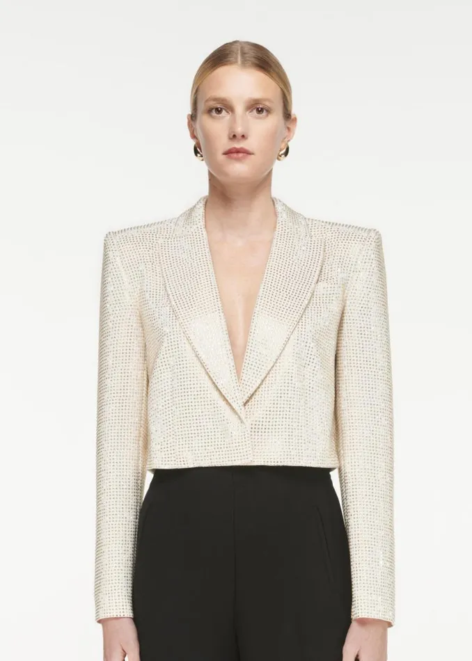 Women Outerwear Roland Mouret Cropped Diamante Jacket