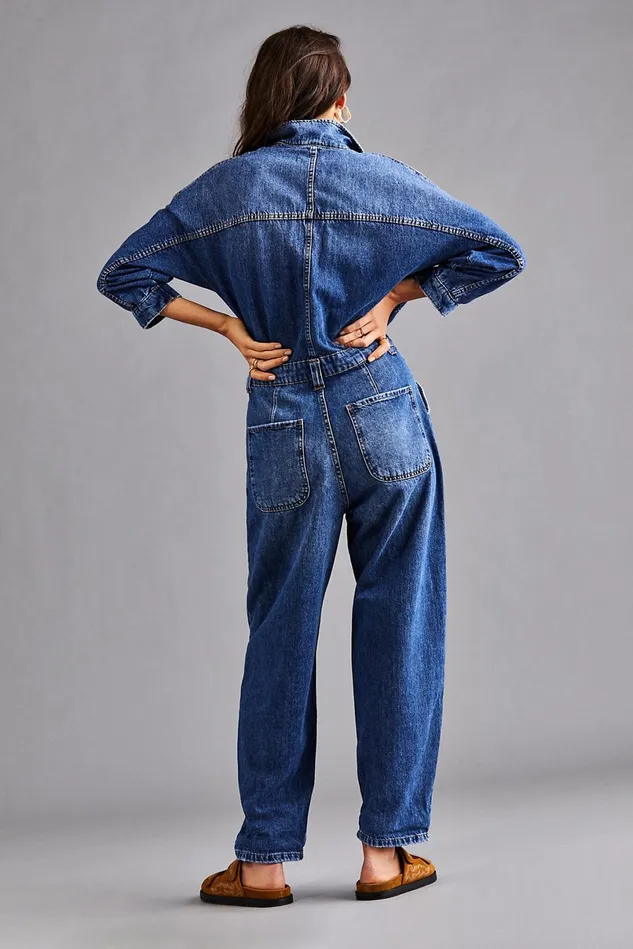 Women Overalls Free People Sammie Denim Coverall Seascape Blue