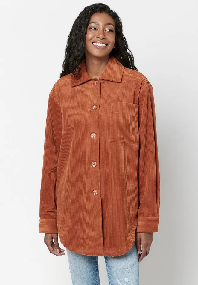 Women Oversize Corduroy Marlene Shacket Spice Brown Buffalo David Bitton Jackets