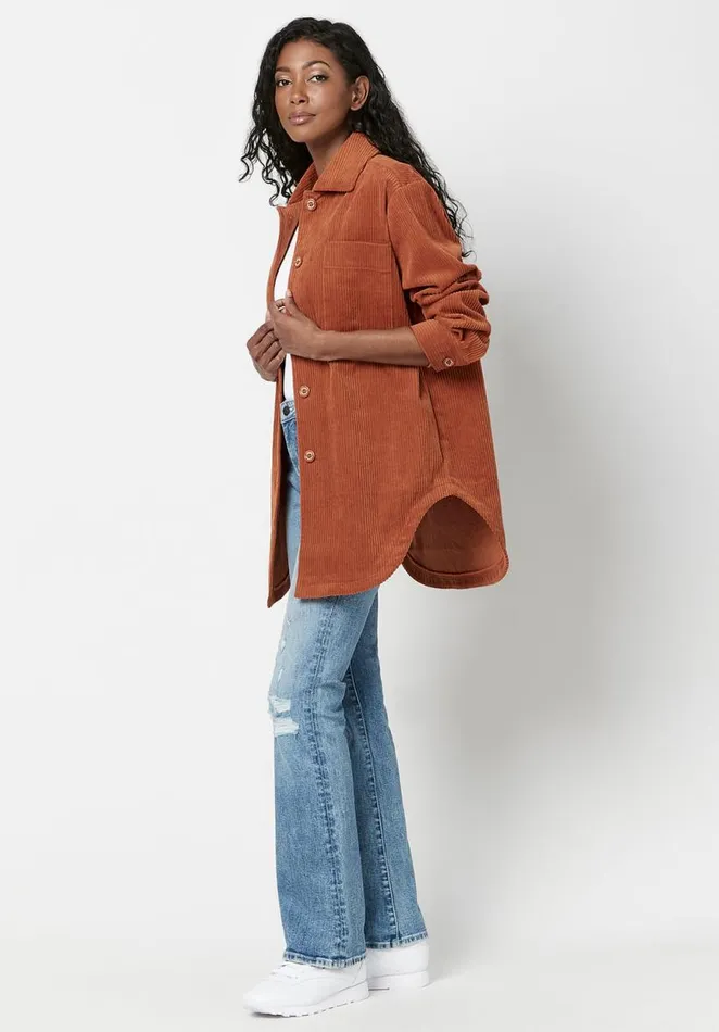 Women Oversize Corduroy Marlene Shacket Spice Brown Buffalo David Bitton Jackets
